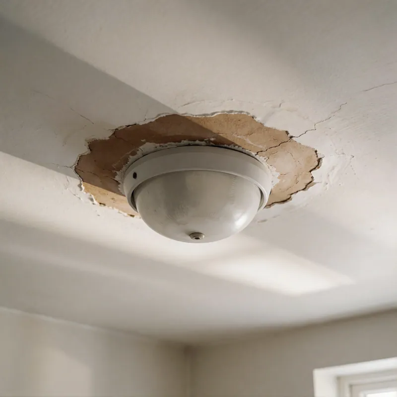 A water stain spreading across a ceiling — the sign of a roof leak in Woodside, NY